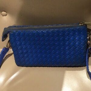 Chic Blue Woven Crossbody Bag